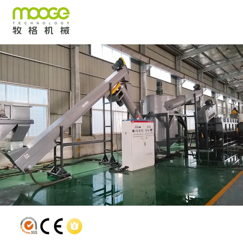 Bag Washing Recycling Line PP Non Woven Fabric / Plastic Manufacturing Plant Ordinary Product 300 - 1500 Customized MOOGE TECH