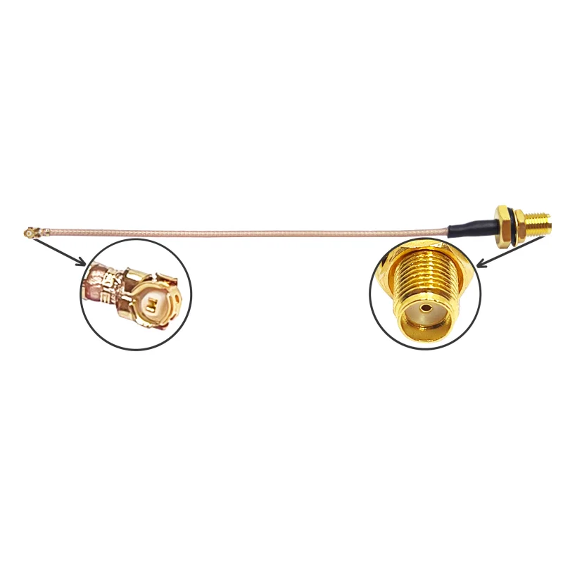 Fabrik-50-Ohm-SMA-Weiblich-Stecker auf U.FL-Stecker für RG178-FPV-Antennen-Koaxial-Pigtail, HF-Koaxial-Verlängerungskabel-Baugruppe