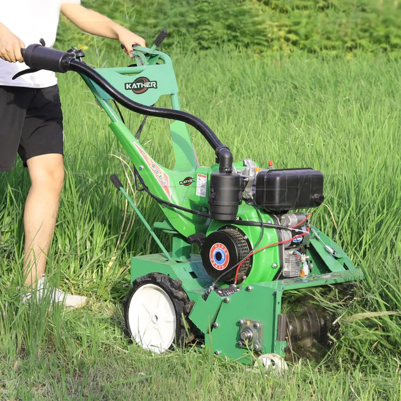KATHER Fresatrice Rotativa Agricola a Benzina Manuale per Sarchiare, Apertura di Solchi, Lavorazione delle Radici, con Motore a Benzina e Diesel
