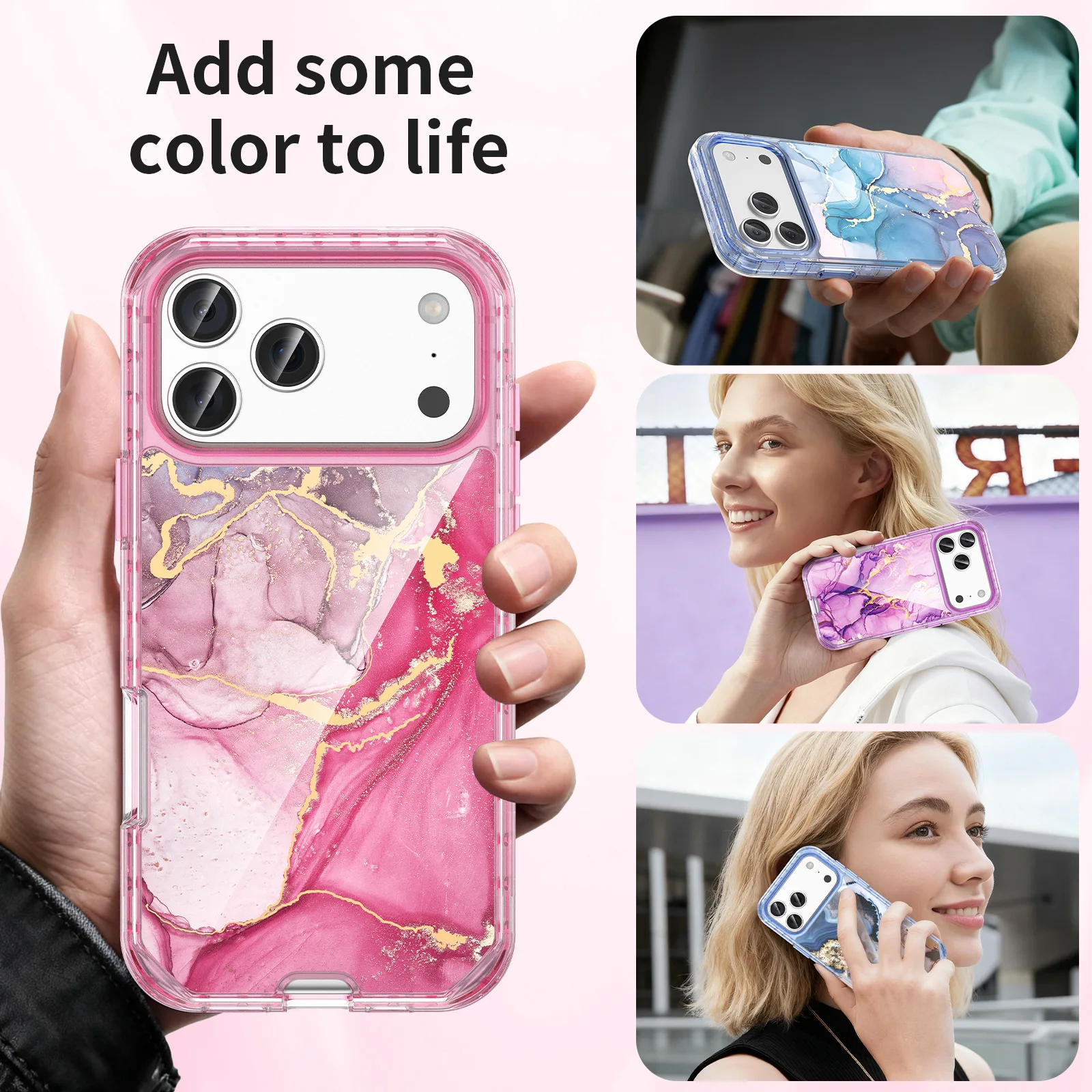 Luxury Hard Pc Electroplate Marble Pattern Phone case for iPhone 17 Pro Max