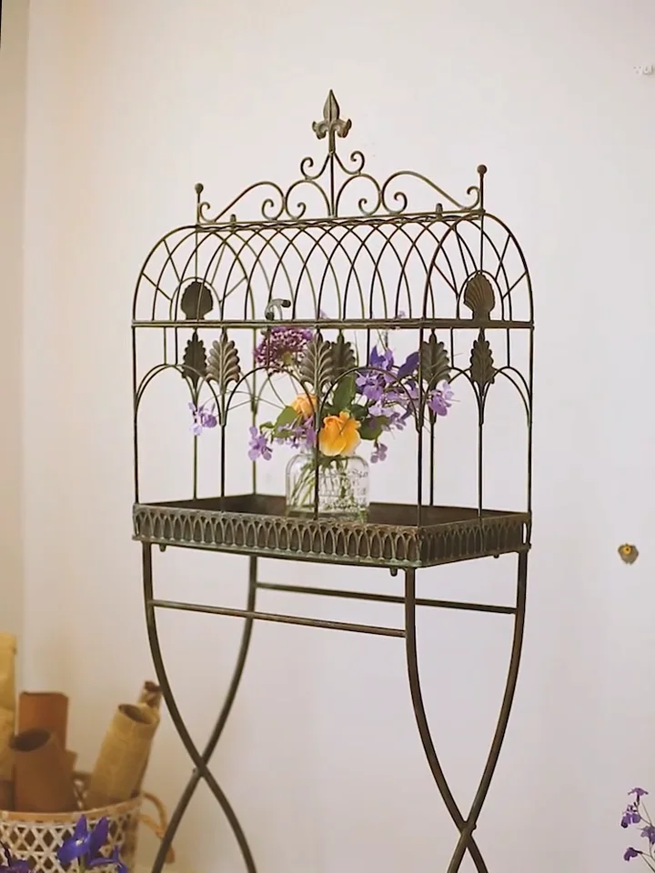 2 Tier Planter Outdoor Antique Metal Flower Pot Stand Vintage Rustproof