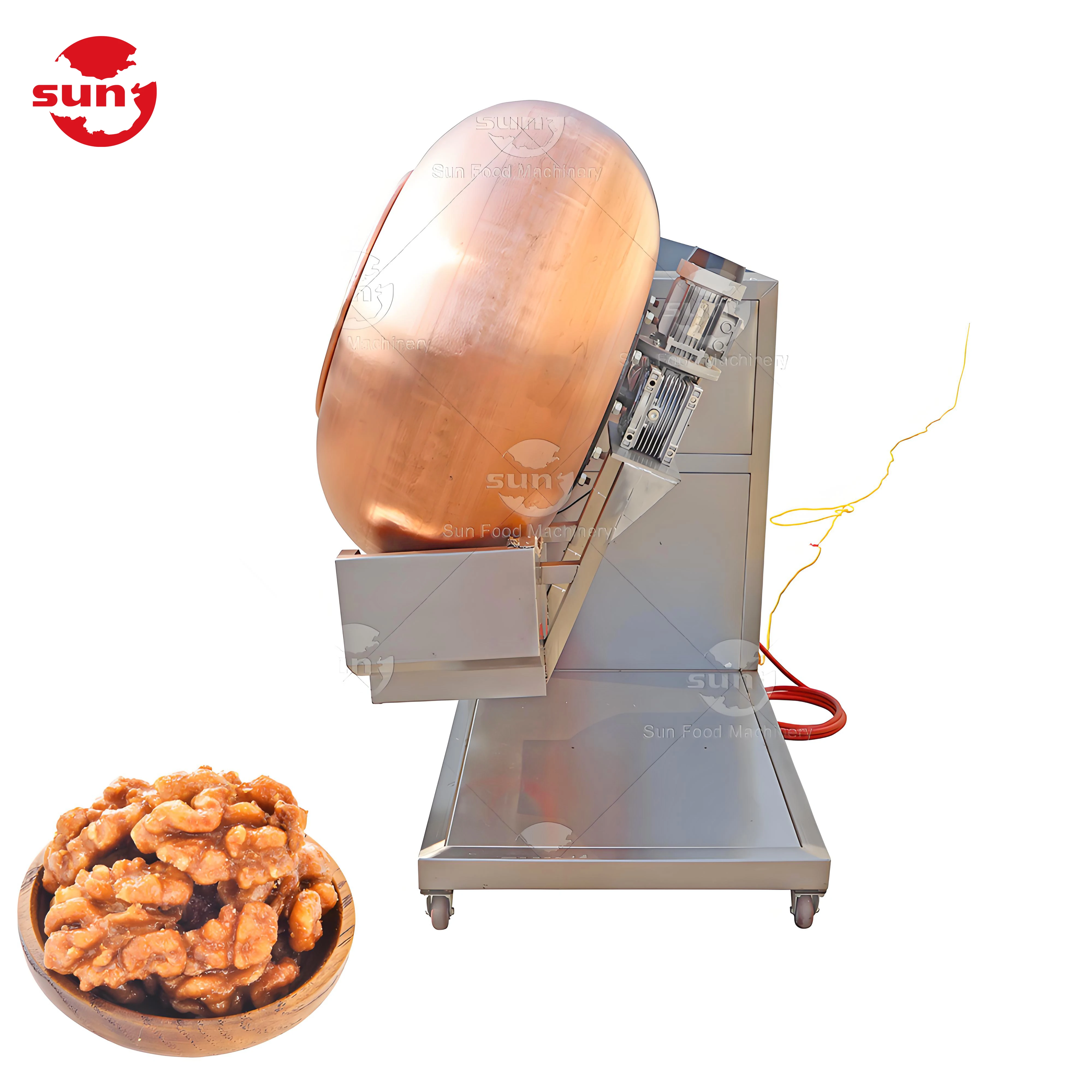 Copper Cocoa Peanut Flavor Drum Coating Pan Machine Flouring Coated Peanut Almond Nut Coating Machine Price