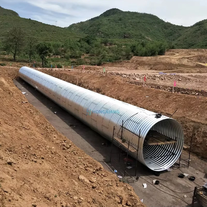 Two Plates Assembled Corrugated Armco Drain Rectangular Pipe Price Half-round Stainless Galvanized Steel Corrugated Pipe Culvert