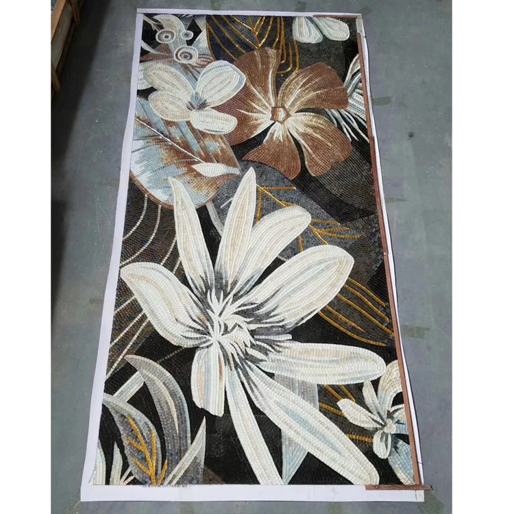 Decorative Flower Pattern Mosaic Tiles Wall Decoration