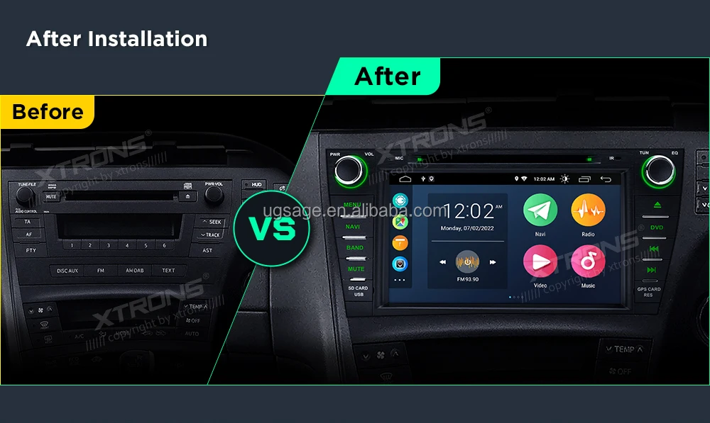 Xtrons 8 Inch Android 12 Double Din Car Radio For Toyota Prius With ...
