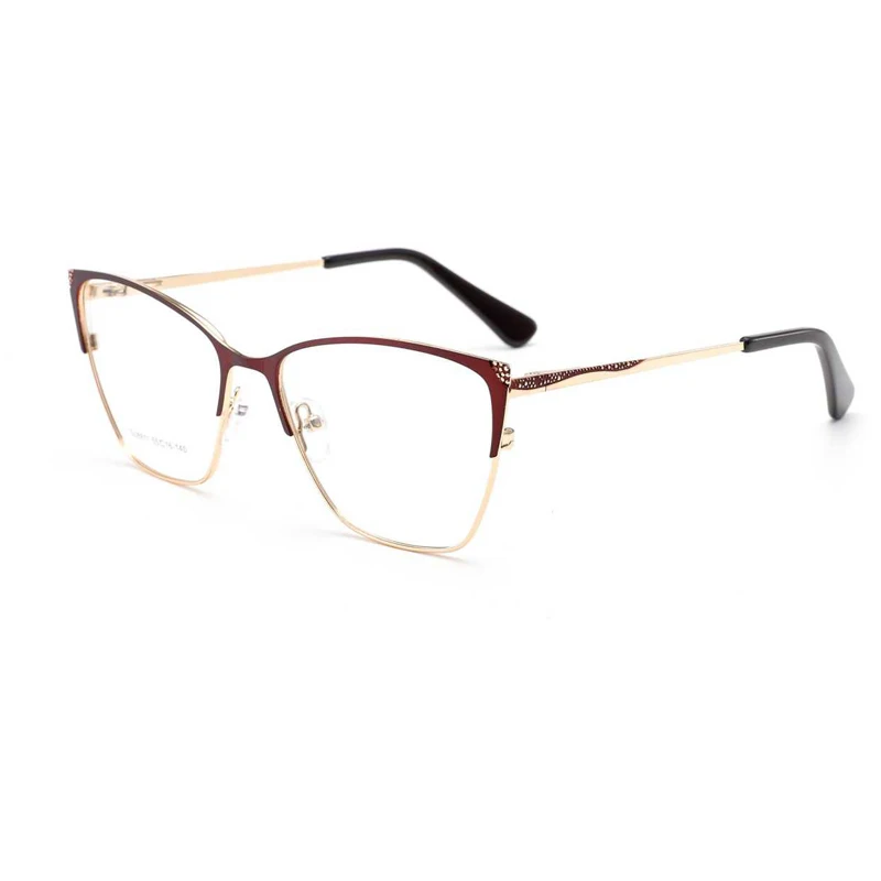 WHEF-GU8811 New Arrival Women Cat Eye Fashion Metal Eyeglasses Frames for All Face Eyewear Spectacles with Spring Tip Temple