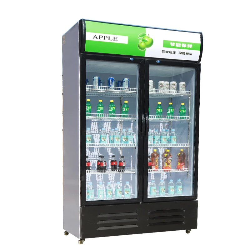 Commercial Supermarket Display Refrigerator Double Door Beer Fridge