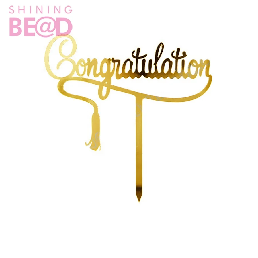 Class of 2021 Cake Topper Gold Acrylic Cake Topper Congratulations Graduation Party Cake Baking Decoration