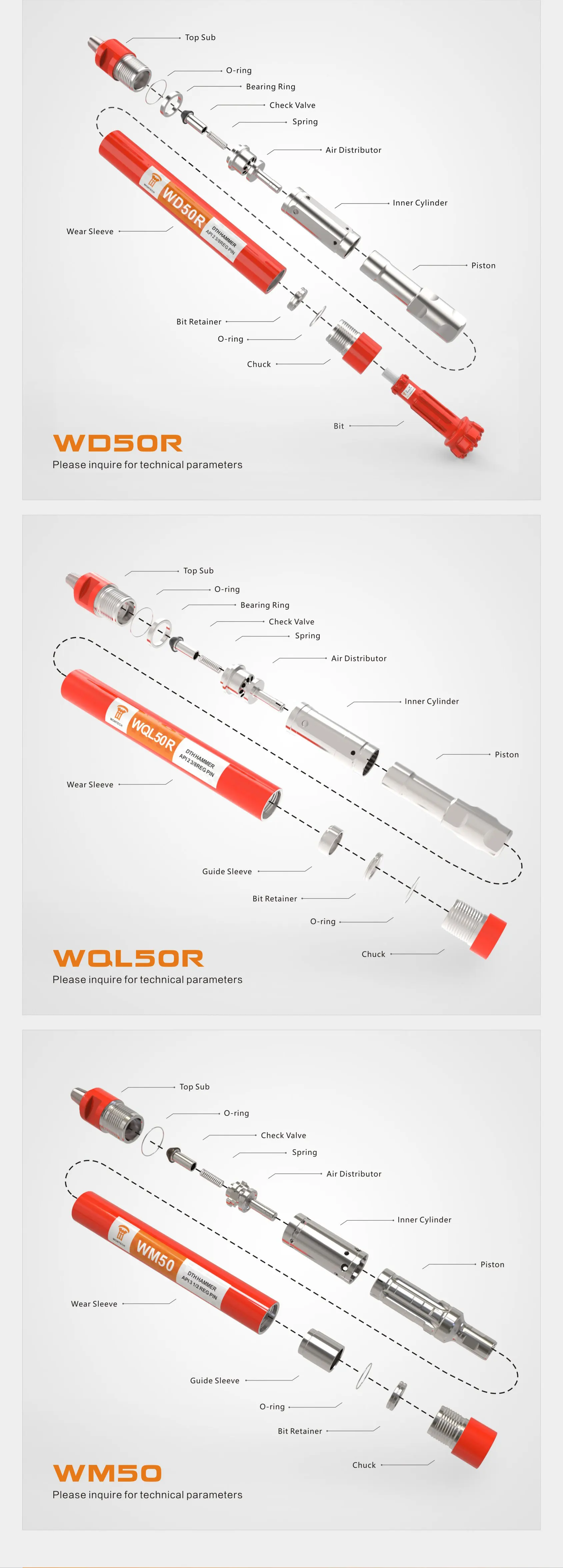 Wontech High Quality DHD350 QL50 5" Inch High Air Pressure DTH Hammer for Geothermal Water Well Drilling manufacture