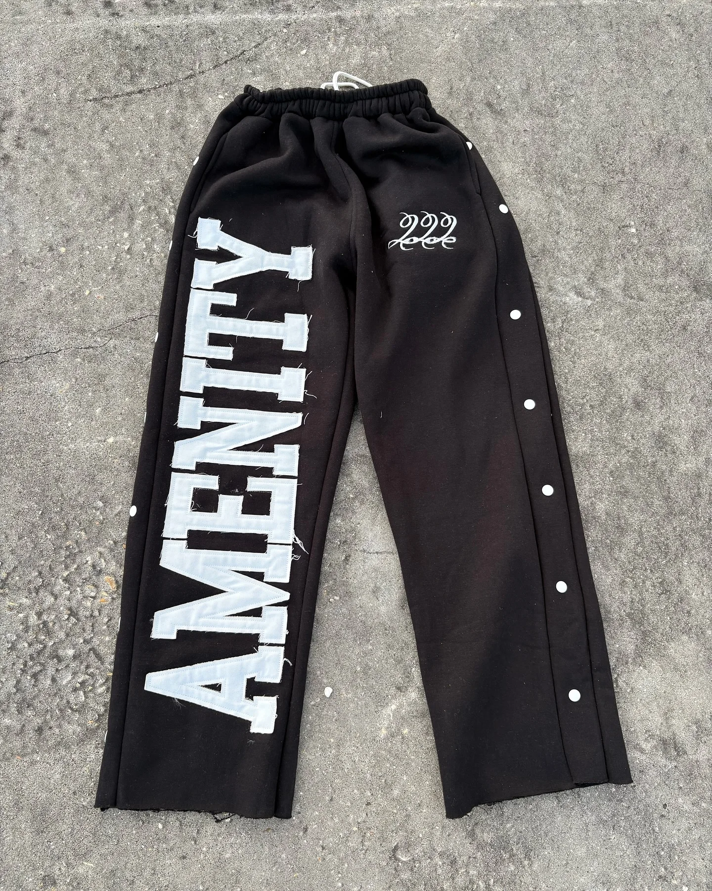 Men's Custom Sweatpants with Acid Wash Distressed Design Baggy Fit and Rhinestone Screen Printing on DTG Machine gallery 2