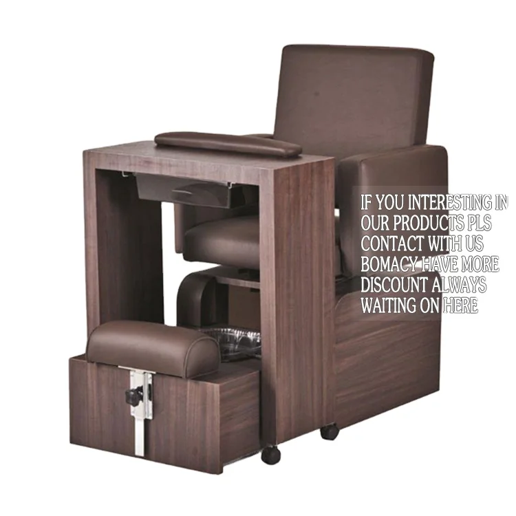 Bomacy Wooden Simple Design Nail Salon Furniture Single Save-Room Pedicure Station/Bench