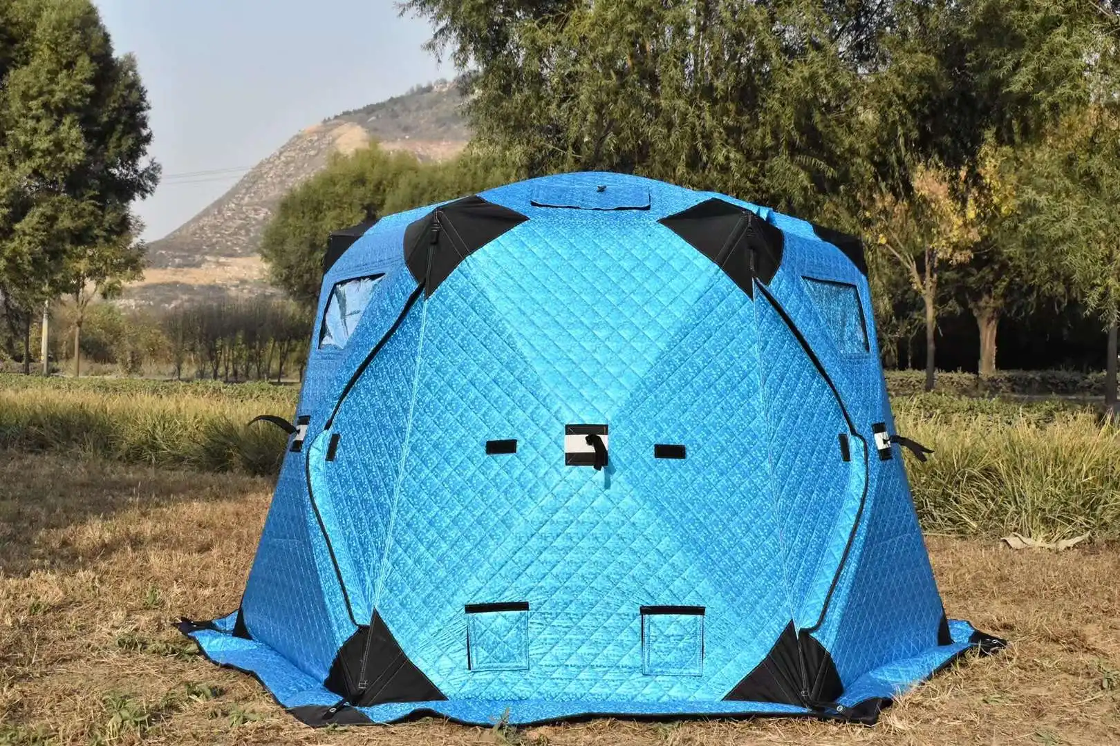 Ice Cube 3-4 Personen Instant Shelter Winter Angel zelt blau silber mit  Matte