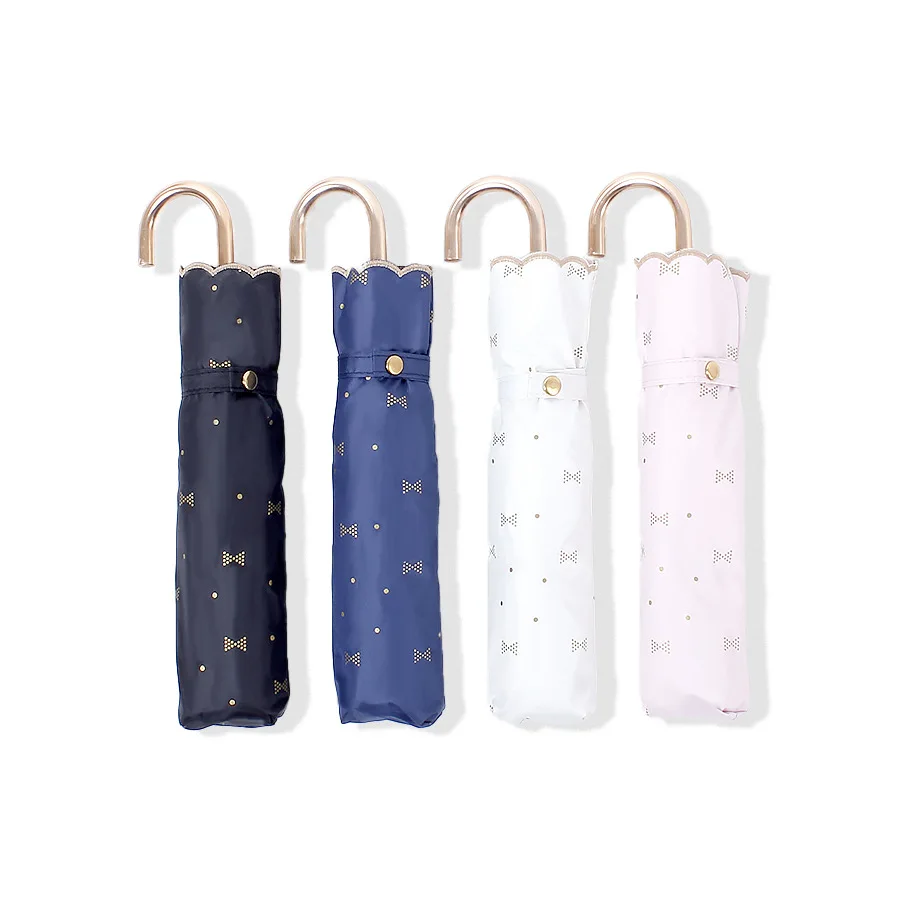 Japanese lady style elegant folding hook handle umbrella with lace border