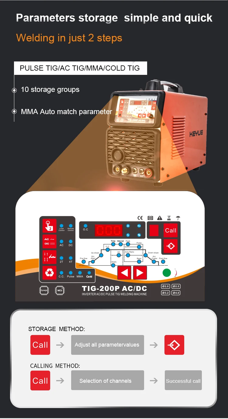 Aluminum Spot Welding Machine Tig200p Ac Dc Tig Welder Pulse Cold