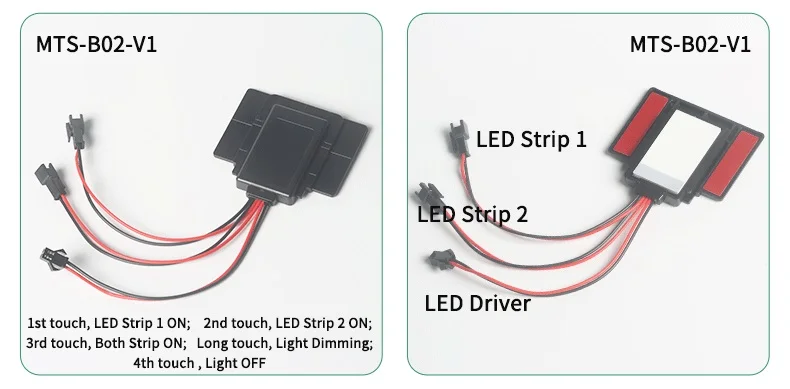 12V LED Strip Light Controller on OFF Dimmer Touch Button Wall Switches Smart Mirror Touch Sensor for Bathroom Vanities Mirror