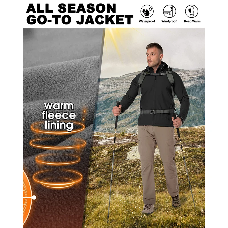 Waterproof Men’s Softshell Jacket For Outdoor Sports And Winter_voghion.com