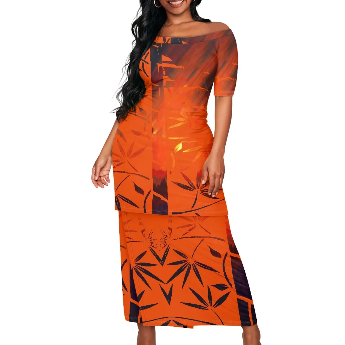 Polynesian Dress Polynesian Puletasi Dress – Custom Ladies Long Skirt Set With Vintage Tribal Ethnic Design For Parties & Holidays