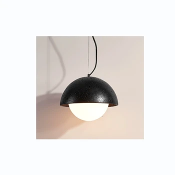 D7468-BK Wabi-sabi style travertino black hole stone ceiling chandelier pendant lamp decorative lighting dinning lamp