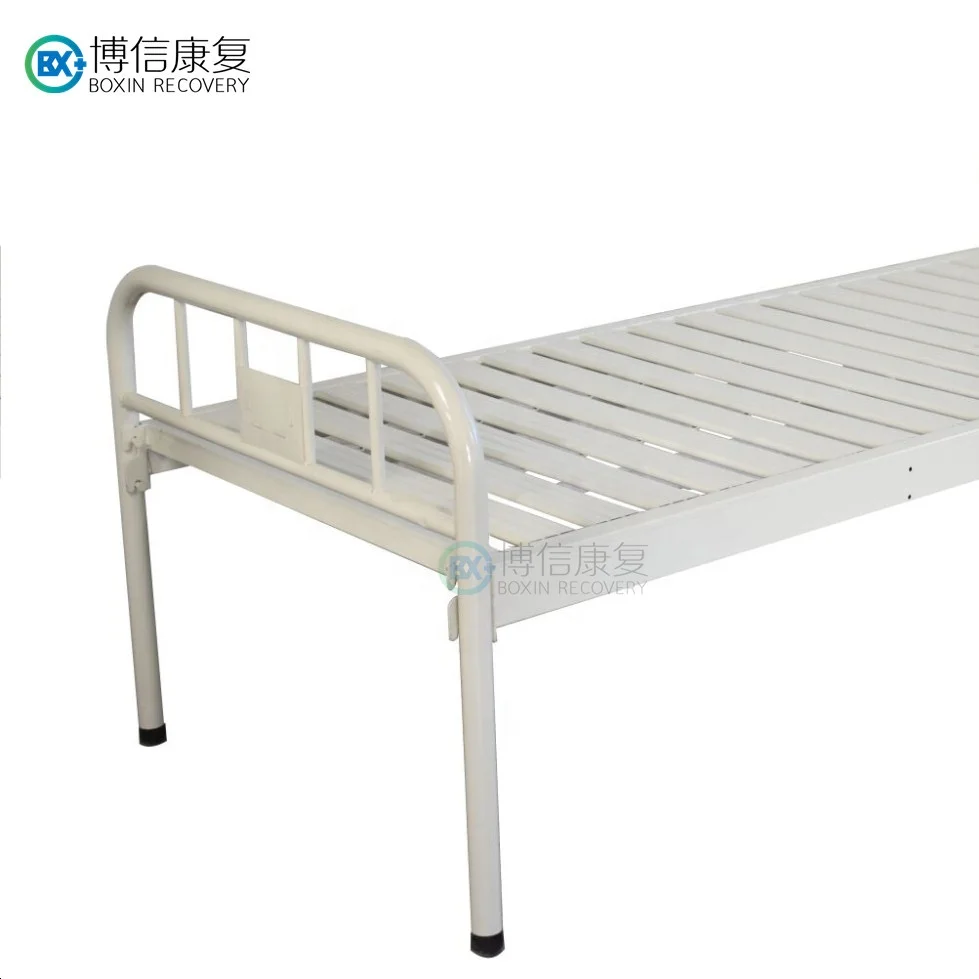 Simple Flat Plain metal hospital bed prices with a dinner table for patient