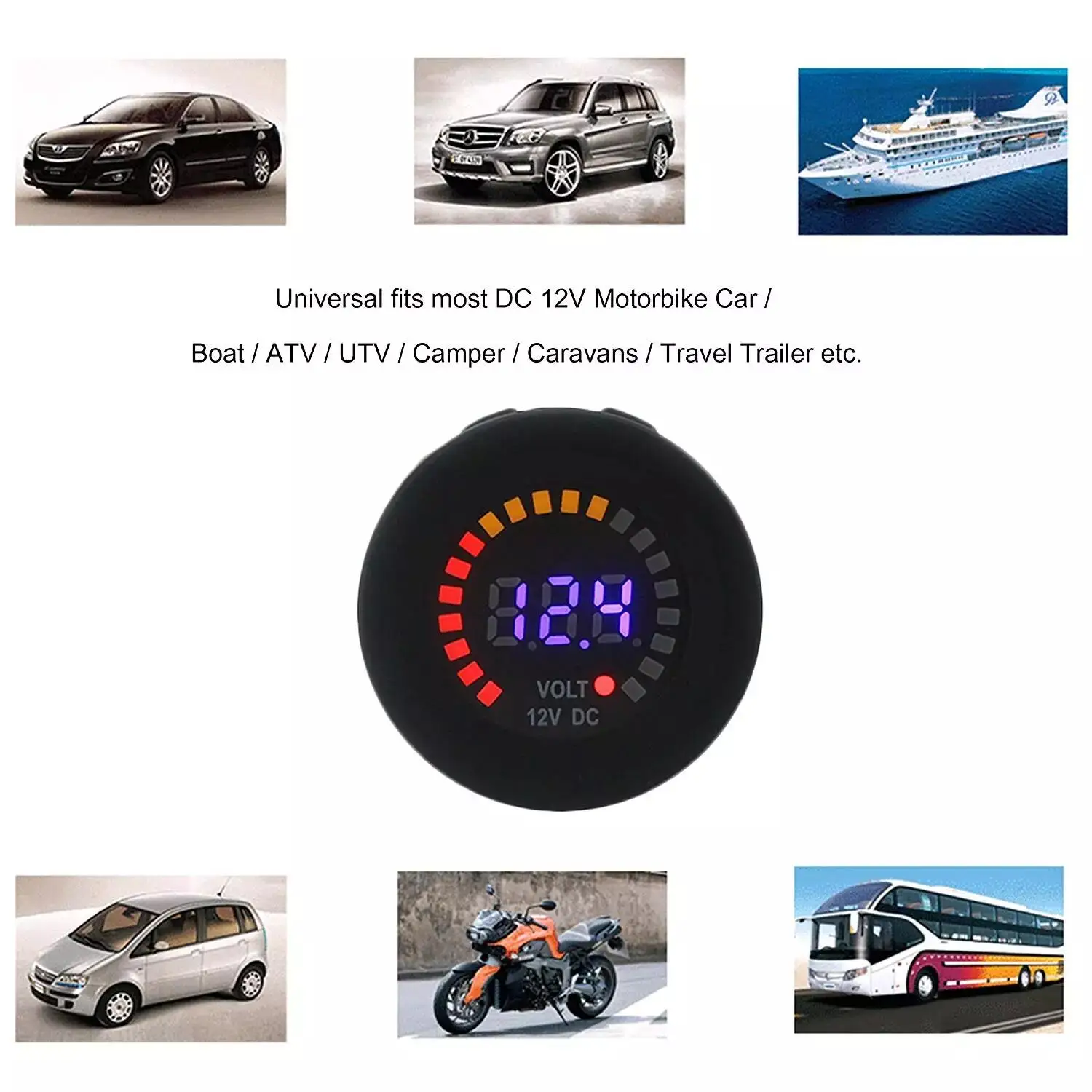 Daiertek 12vdc Volt Meter Voltmeter Mini Round Digital Voltmeter Car