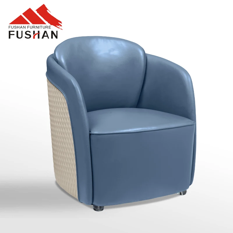 high quality blue single leisure chair modern living room sofa chair restaurant  dining chair cafe armchair