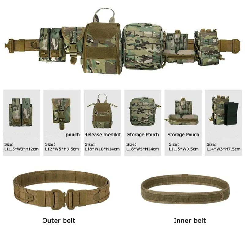 Fashionable High Quality Outdoor Black Hunting Multifunctional Tactics Storage Bag Durable Hiking Duty Security Tactical Belt