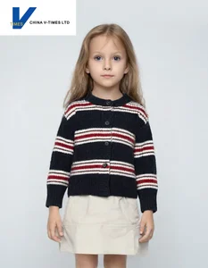 China V-Times 2026 Girls' Casual Cardigan Jacket New Trendy Baby Knitwear for Spring Autumn Sweater for Children