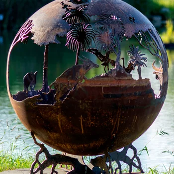 Rusty Metal Outdoor Sphere Corten Steel Fire Ball - Buy Iron Fire Pit ...