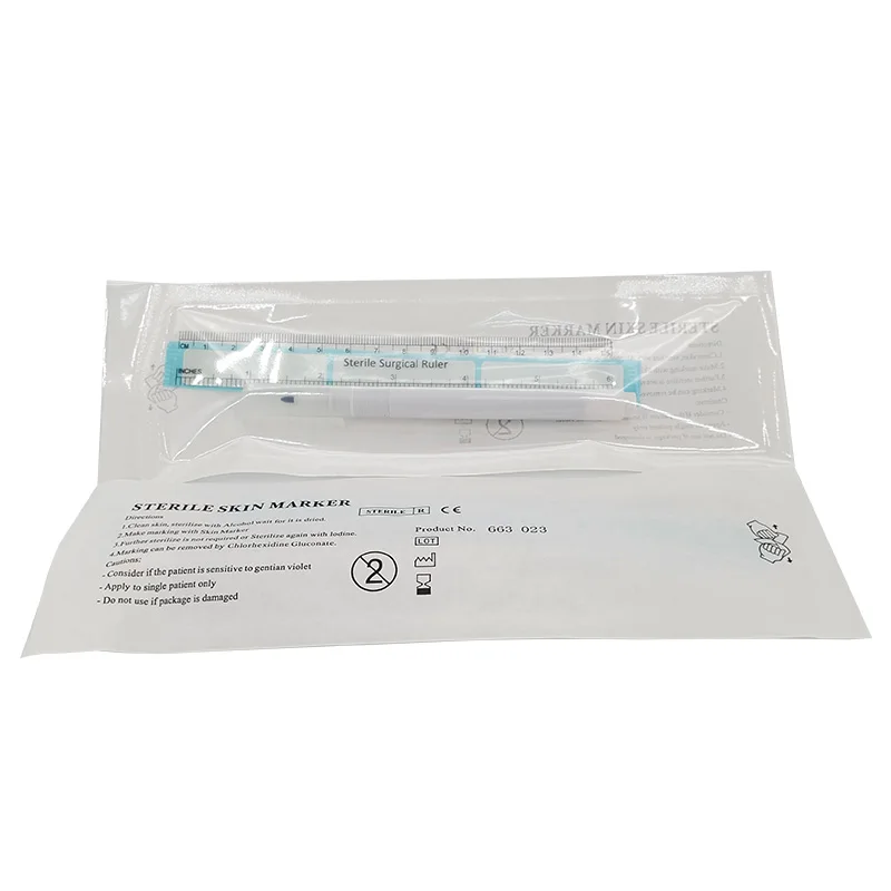Professional Free Ruler Surgical Skin Marker Pen 0.5mm-1mm Washable Permanent Ink with Ruler