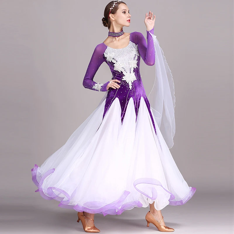 Черный бальных танцев; Вальса; Светящееся платье костюмы стандартные Бальные современный танец платья