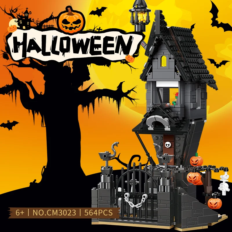 CAYI Halloween Haunted House Building Block Set Bricks Nightmare Before Christmas Jack's House Terror Assembles Kid Toy (564PCS)