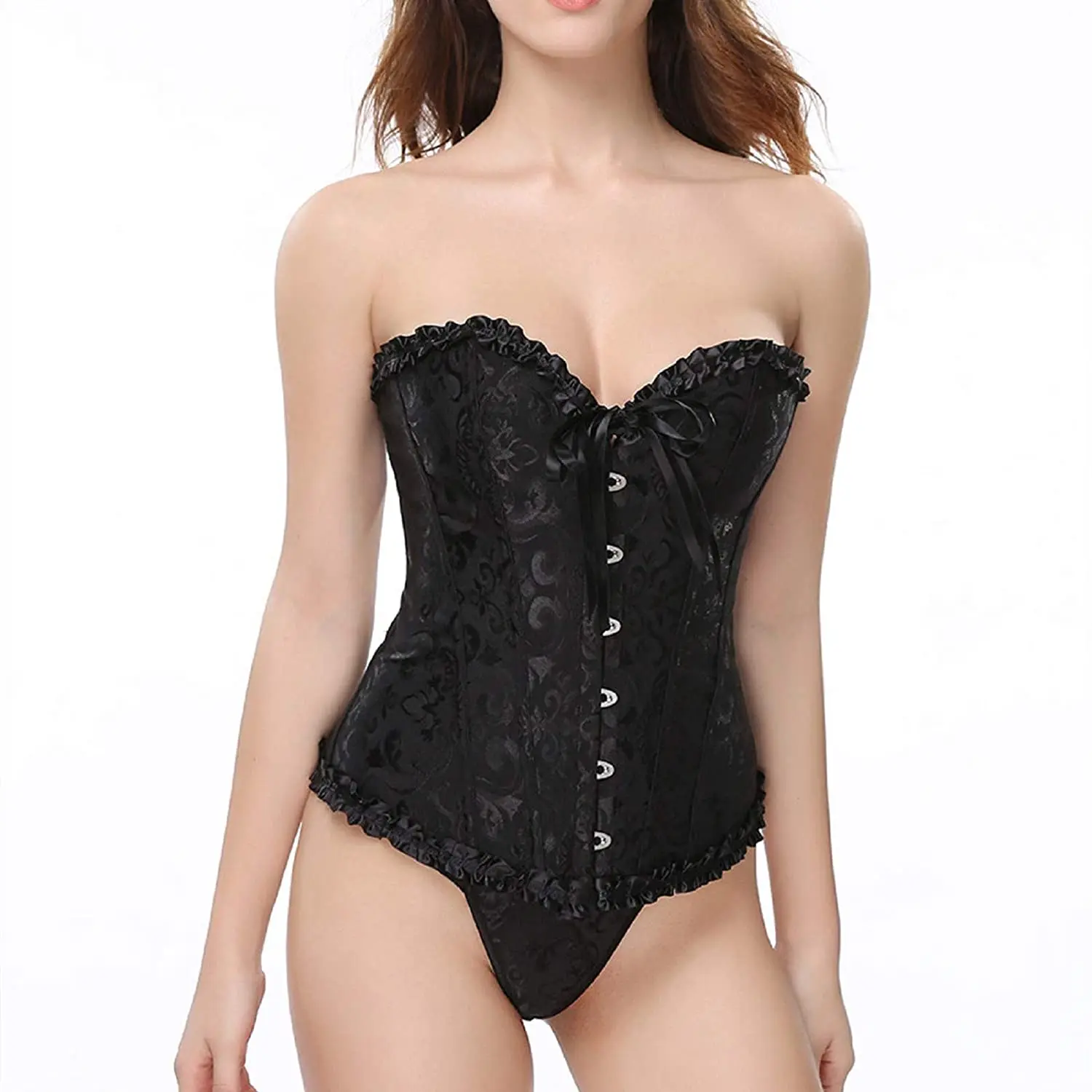 2022 Steel Boned Corsets And Bustiers With lingerie Bra Printed Floral Mesh Waist Trainer For Busty Women with Steel Bones