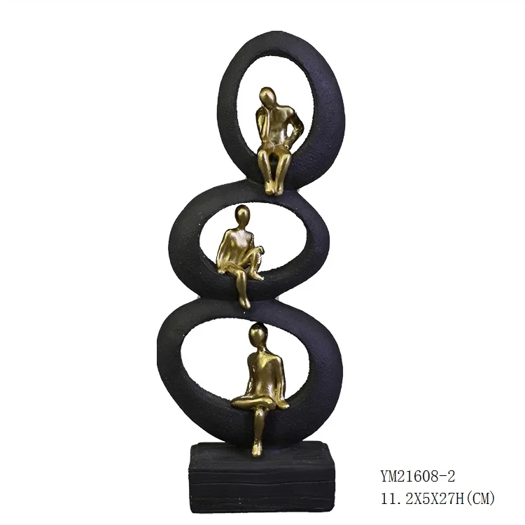 Modern Black Resin Statues Abstract Figure China Home Decoration Indoor