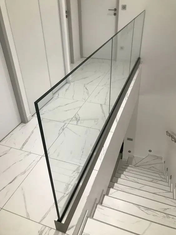 modern stair u channel tempered laminated glass railing floor mounted balcony glass railings factory