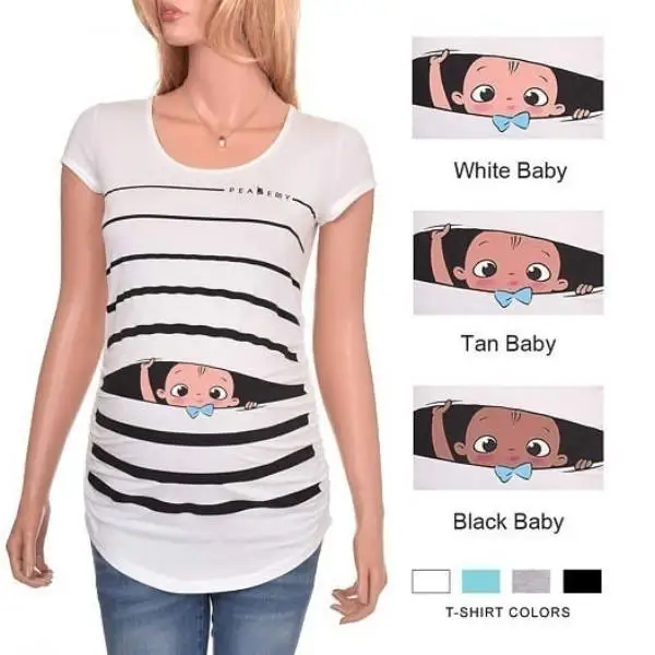Summer Maternity Women Cute Funny Print T-shirt Pregnancy Wear