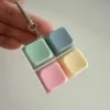 Square transparent shell - pinkish-yellow-greenish-gray