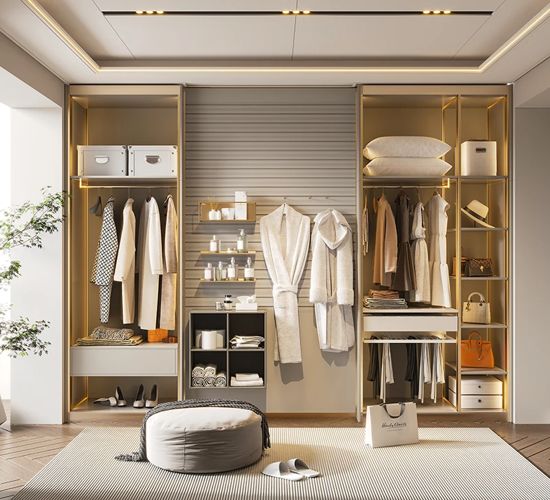 Modern Design Fashion Multi-Functional Wall Storage Organizer with Mounted Metal Slat Panel for Bedroom Wall manufacture