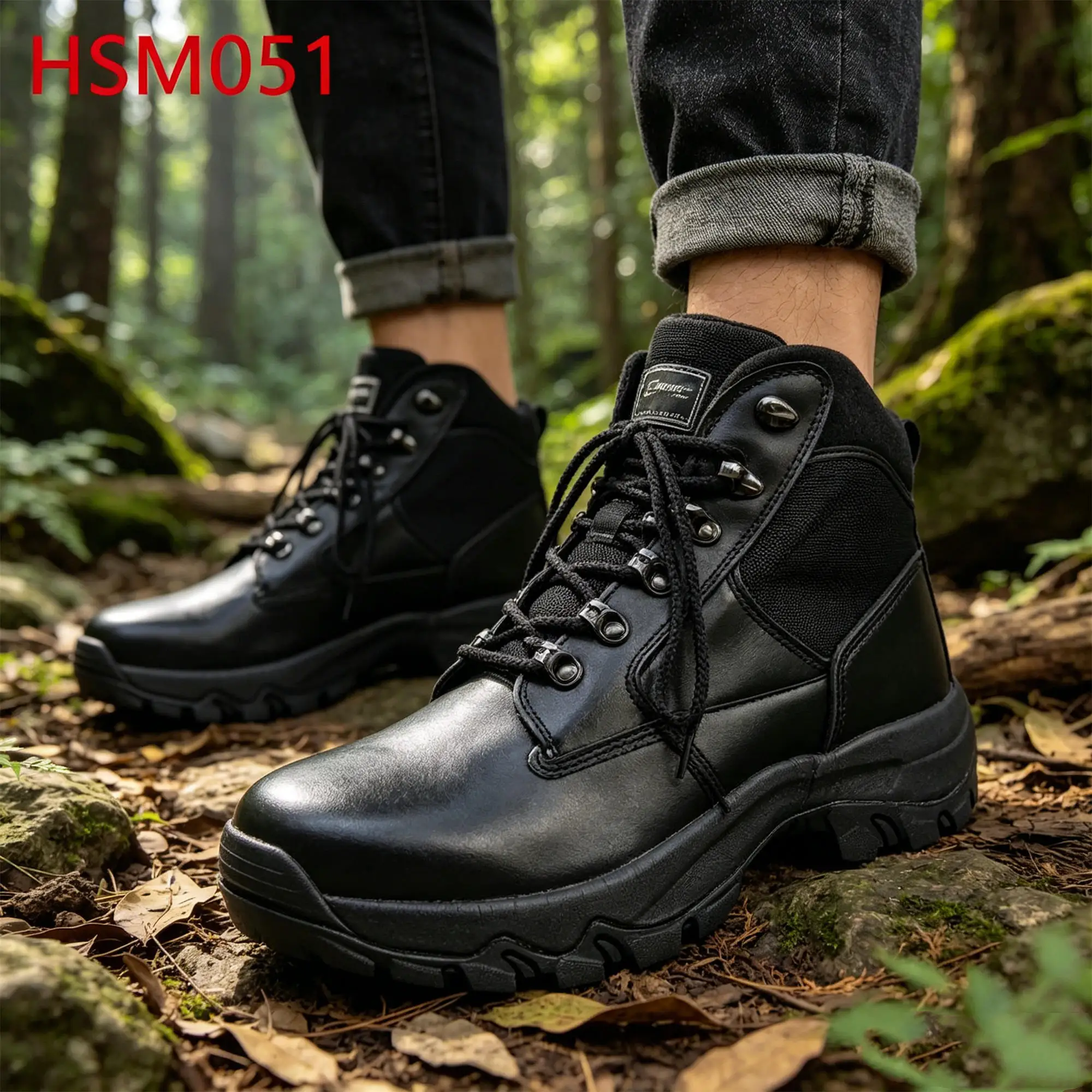 ZYF, bottes tactiques noires mi-mollet pour randonnée en montagne, avec embout en acier et semelle à équilibrage de pression, modèle HSM051