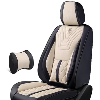 Luxury car Accessories PU Nappa Leather PVC Full Set Universal Seat Leather Car Cover with Bag Packaging and pillows