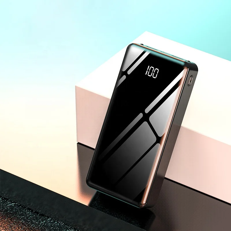 Fast Charging Led Display Mirror Power Bank 20000mah  Phone Chargers Portable High Capacity Logo Customized Mobile Power Supply