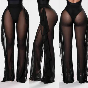 Large Stock Sheer Mesh Polyester and Spandex Covering Summer Pants Beachwear Beach Pants for Women