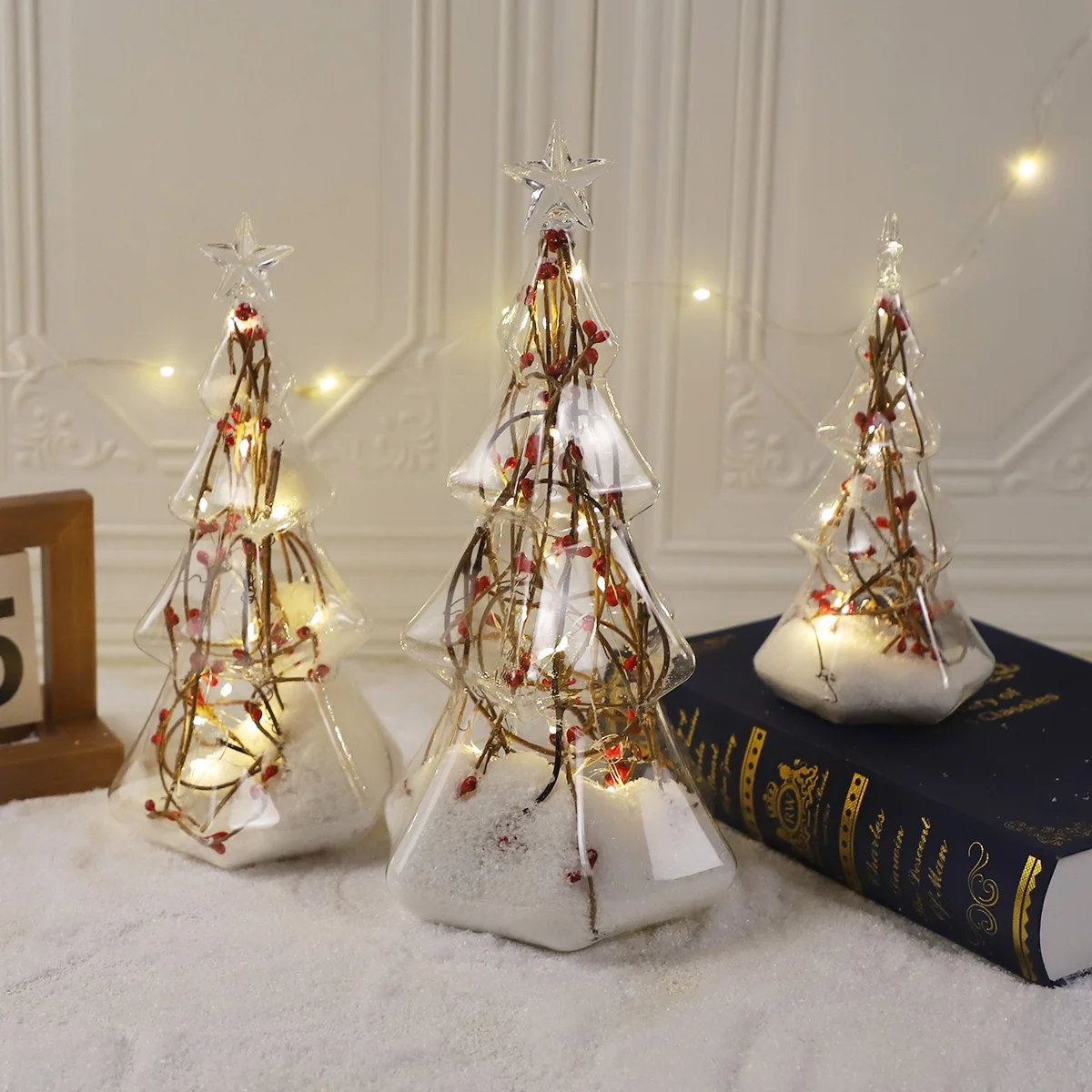 Factory direct sale  European style LED glass Christmas tree decoration item