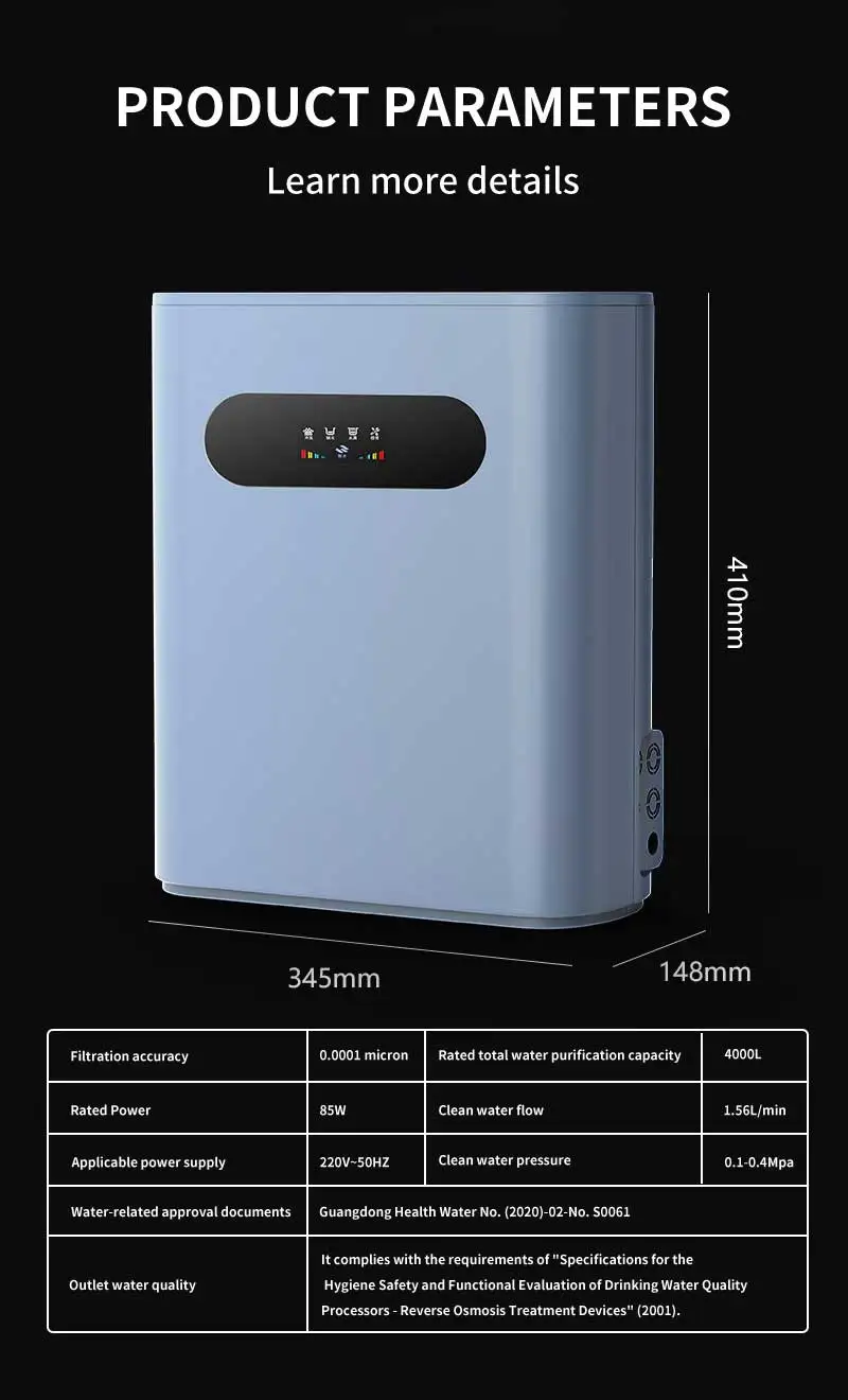 2025 Latest Household for Home Use Under Sink Electric Ro Water Purifier