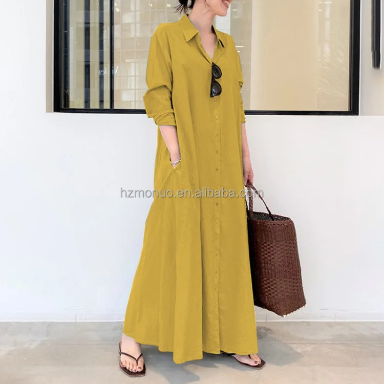 Fashion Women Summer Casual Dresses Linen Ladies Long Dress - Buy Linen ...