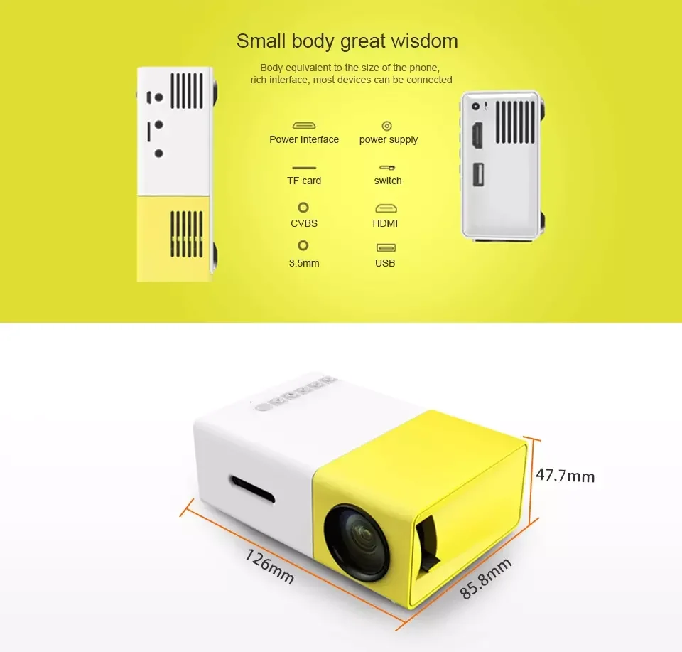 New Factory Price Yg300 Mini Mobile Hd Projector Portable Home Theater