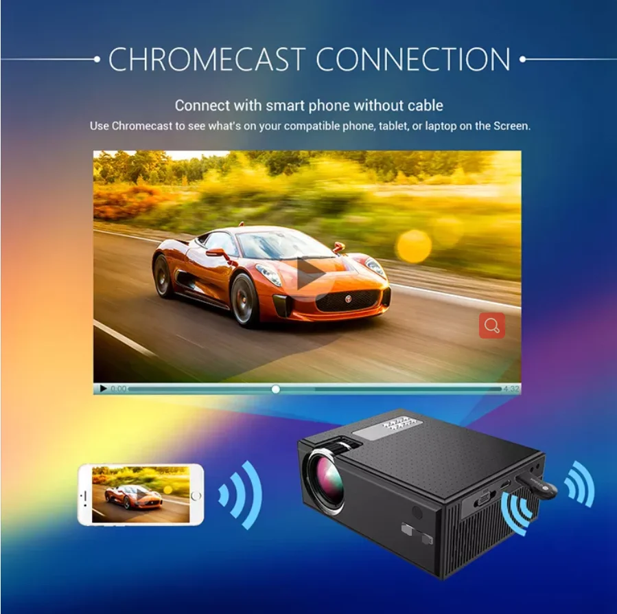 Factory C8 Wireless WiFi Same Screen 1280x720P Smart Portable LED Movie Home Theater Video Mini Projector
