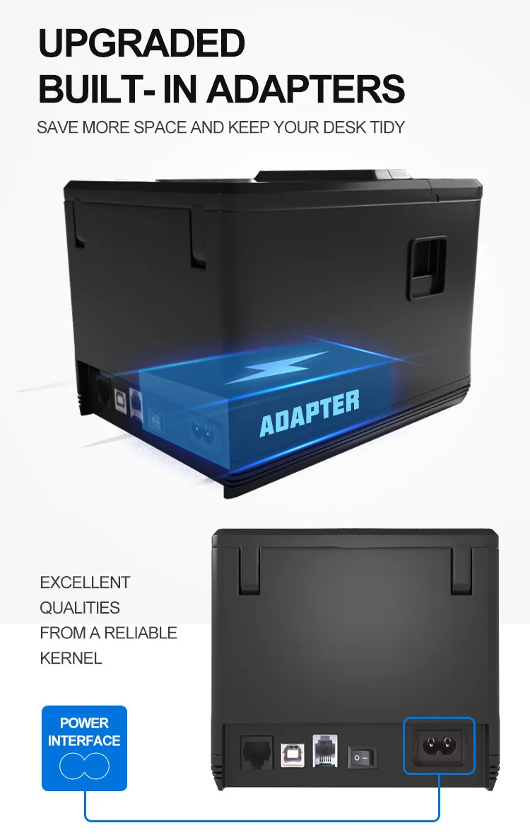 Cheap Printer Zy907 Pos Machine With Builtin Adapter 80mm Desktop