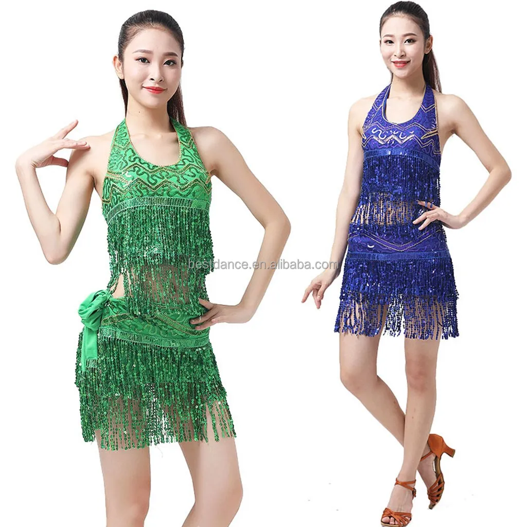 Belly Dance Costume Bra Top + Hip Scarf Set And Dress Sequined Latin