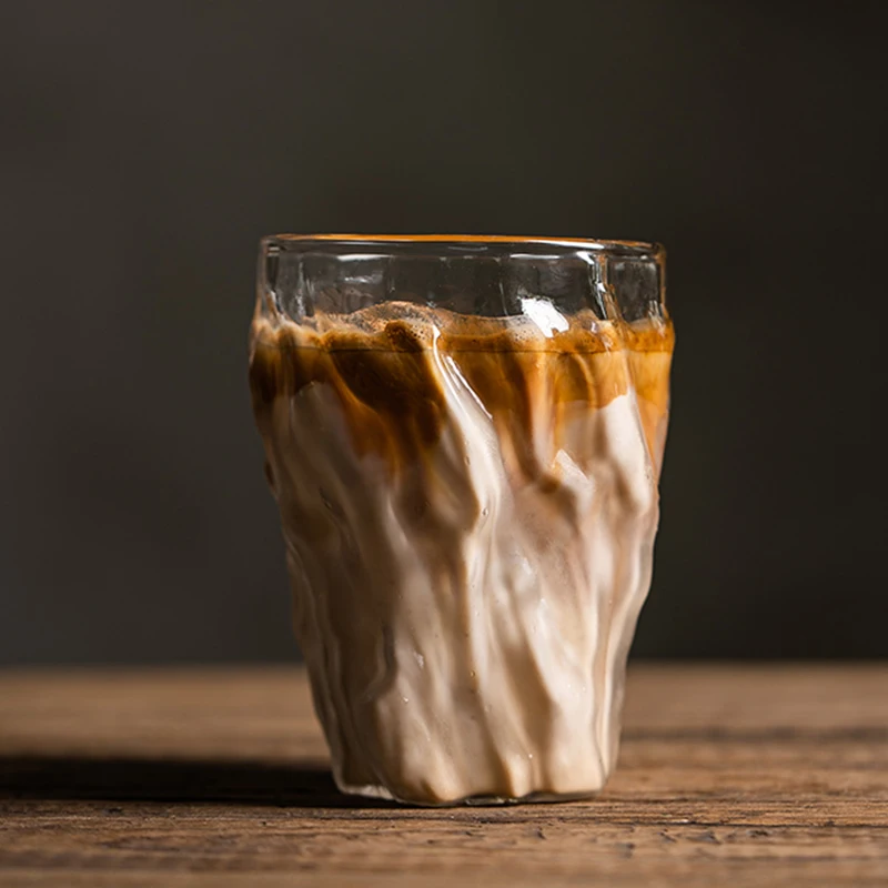 2024 Creative Clear 330ml Crystal Glass Coffee Cup with Gold Rim Drinking Glasses Water Milk Juice Coffee Mug