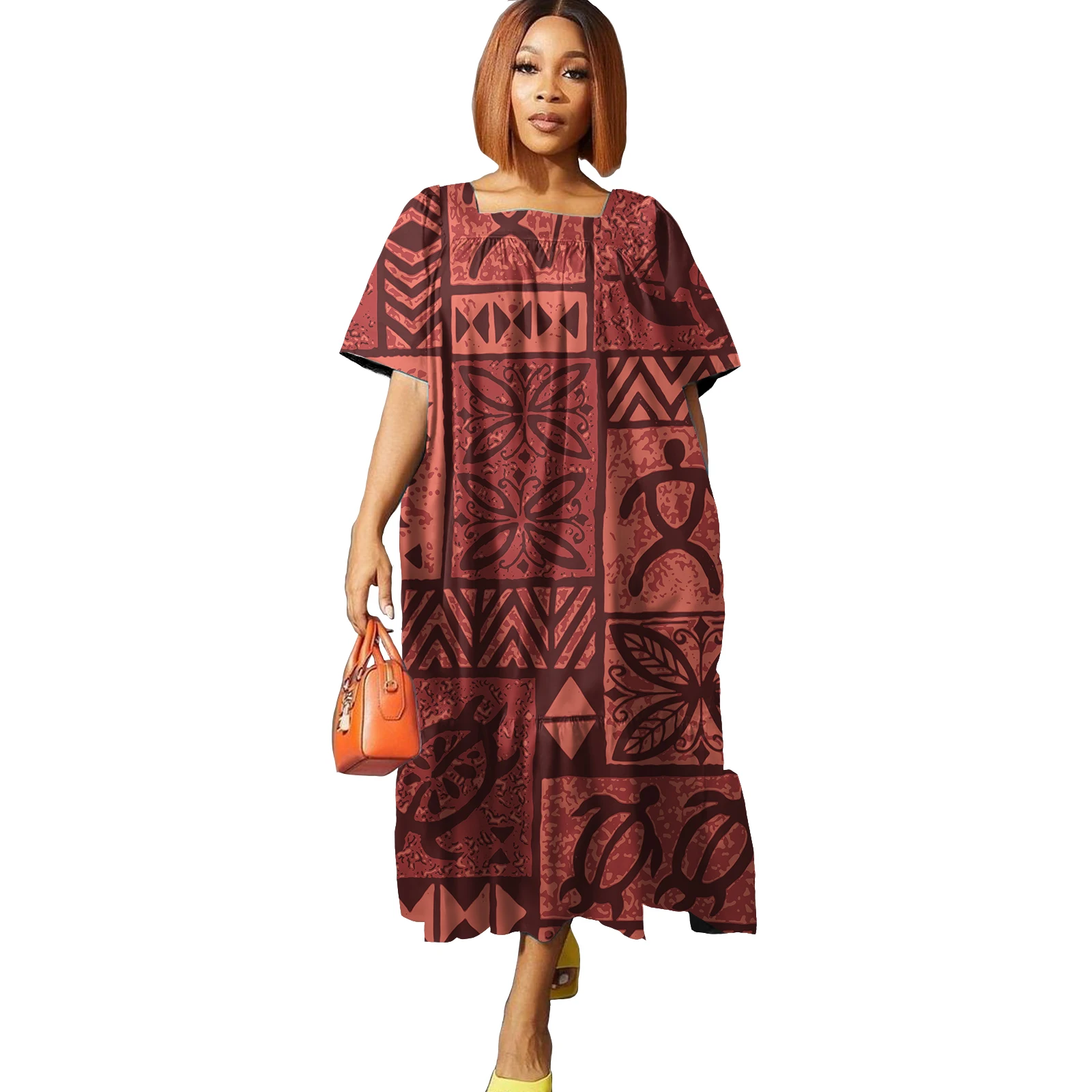 strapless open back dress Women Leaf Dress Hawaiian Princess Long Dress Red with Pocket Flower Clip Headband Casual Daily Dresses Cosplay Costume Dresses XL